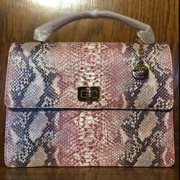 NWT-Brahmin-Hallie Satchel-Multi Skyterra-Leather-Dust Bag-$455 - Picture 2 of 16